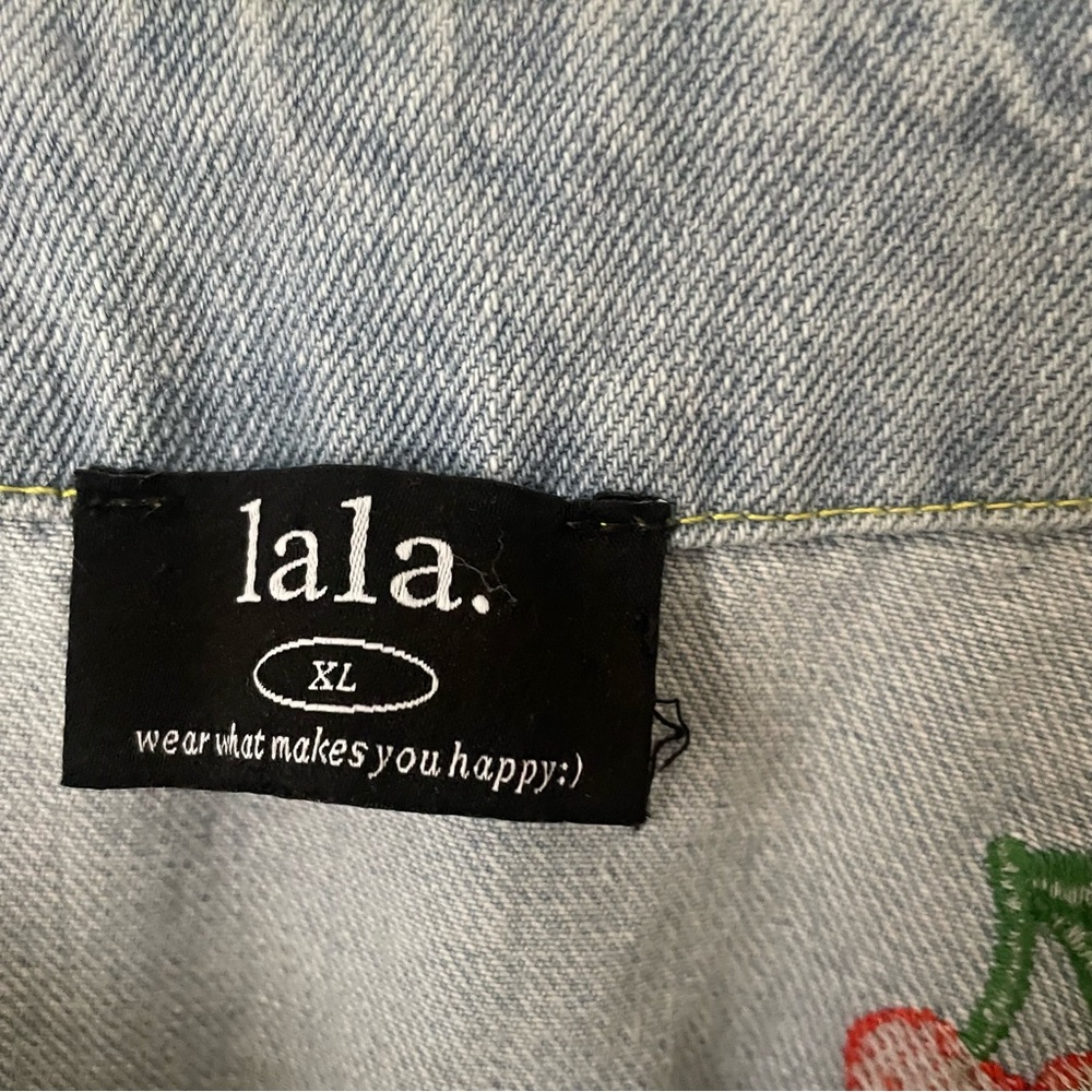 Dressed in LALA Light Blue Denim Cherry Maxi Dress - Picture 6 of 8